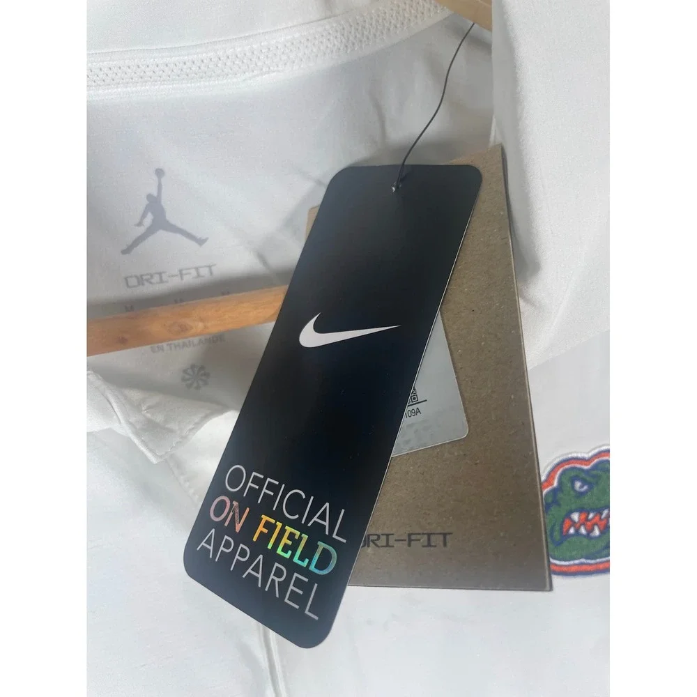 NWT Nike Jordan Florida Gators Mens Medium White Dri-FIT On Field Polo Shirt